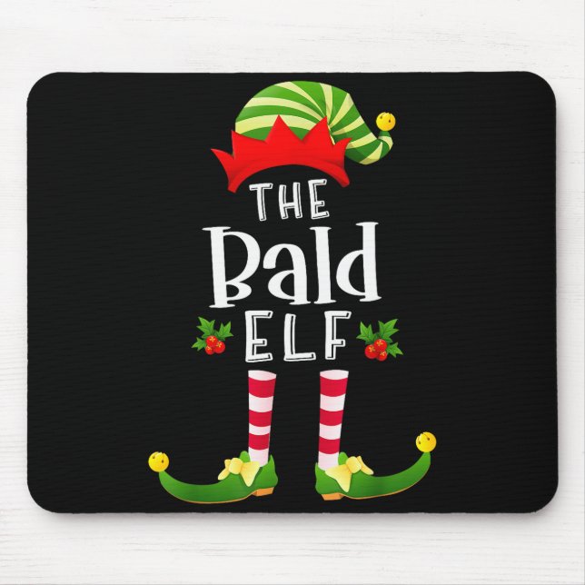 Mousepad Bald Christmas Elf Matching Pajama X-mas Party  (Frente)