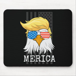 Mousepad Bald Eagle 4 De Julho Trump American Flag Funny