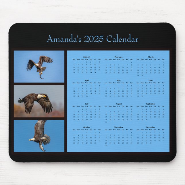 Mousepad Bald Eagle - Calendário do ano de cheio personaliz (Frente)