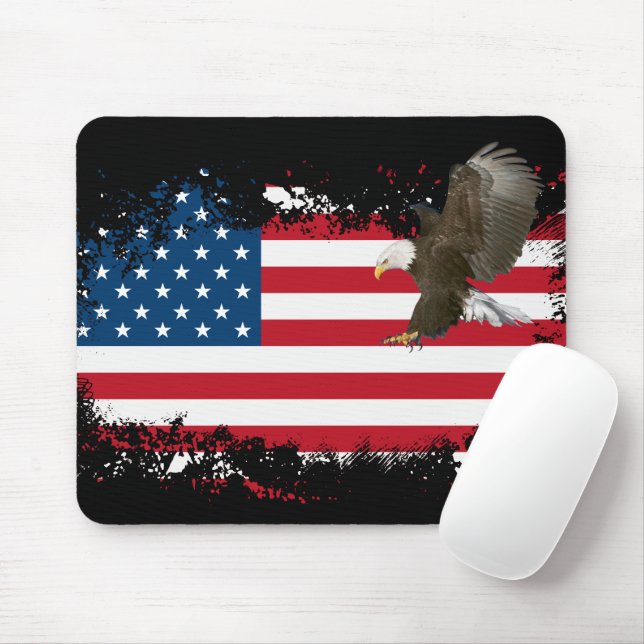 Mousepad Bald Eagle Em USA FlagMousepad (Com mouse)