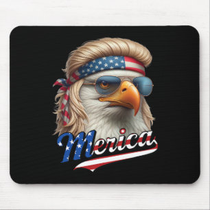 Mousepad Bald Eagle Merica 4 de julho, Eagle Blonde Mullet