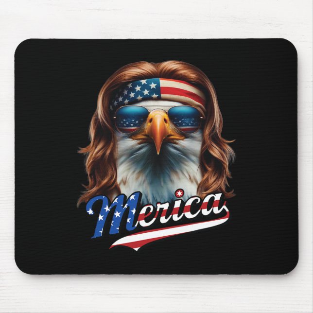 Mousepad Bald Eagle Merica 4 de julho Eagle Mullet Funny (Frente)