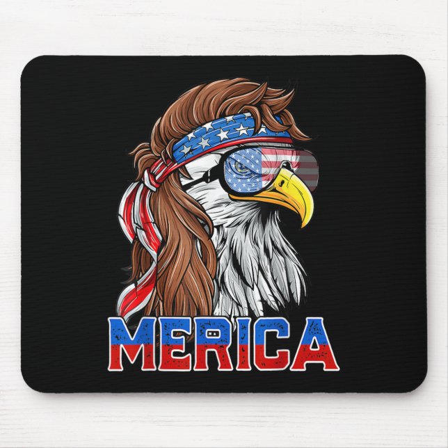 Mousepad Bald Eagle Mullet Merica American Flag Patriótico  (Frente)