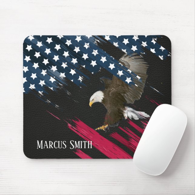 Mousepad Bald Eagle na Abstrato de Bandeira Americana no Co (Com mouse)
