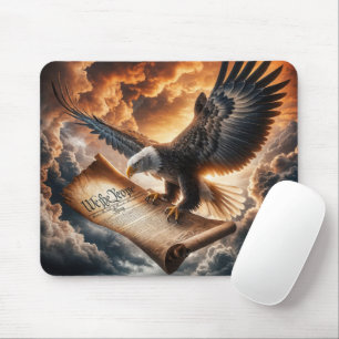 Mousepad Bald Eagle Voando Com Constituição Dos EUA