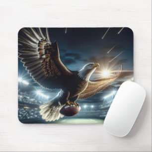 Mousepad Bald Eagle voando com futebol
