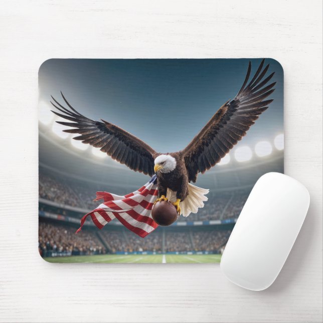 Mousepad Bald Eagle Voando Com Futebol E Bandeira (Com mouse)