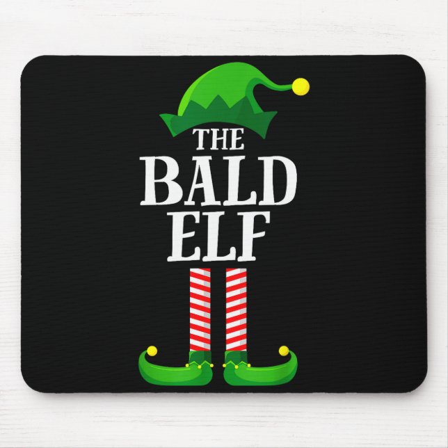 Mousepad Bald Elf Matching Family Group Christmas Party Pyj (Frente)