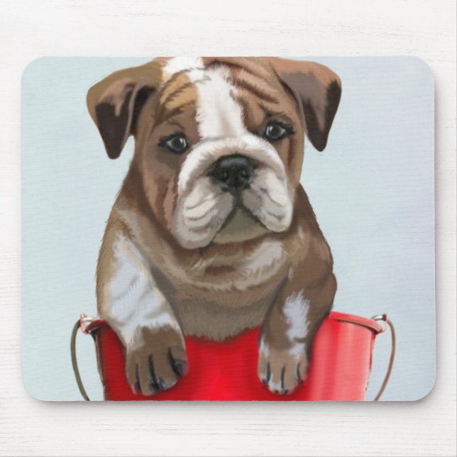 Mousepad Balde Buldogue Do Love Red 2 (Frente)