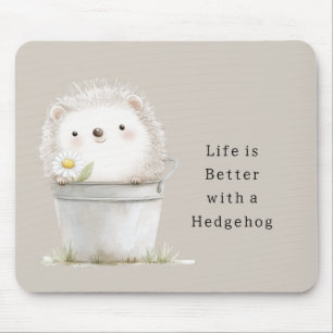 Mousepad Balde de Flor de Margarida ouriço de Chocolate Cre