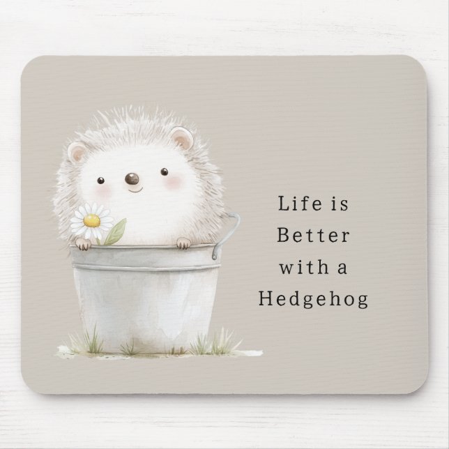 Mousepad Balde de Flor de Margarida ouriço de Chocolate Cre (Frente)