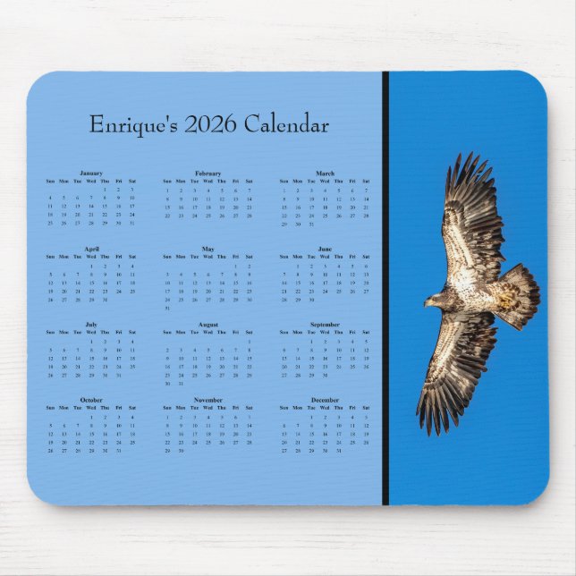 Mousepad BaldEagle: Customize full year 2026 calendar Mouse (Frente)