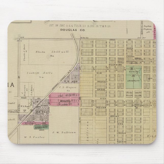 Mousepad Baldwin City, Condado de Douglas, Kansas (Frente)