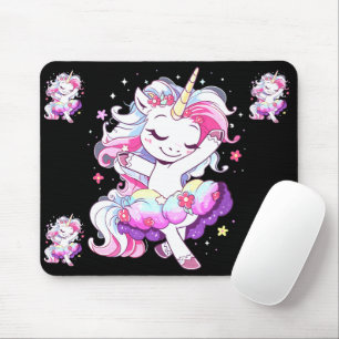 Mousepad Balé Dancer Unicorn Girls Rainbow Ballerin Cor