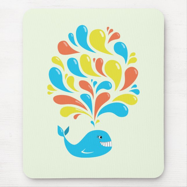 Mousepad Baleia de Cartoons Feliz e Colorida Brilhante (Frente)
