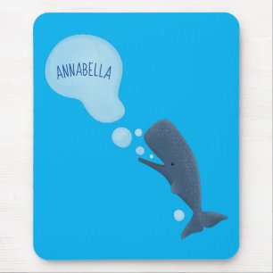 Mousepad Baleia de esperma branca soprando cartoons