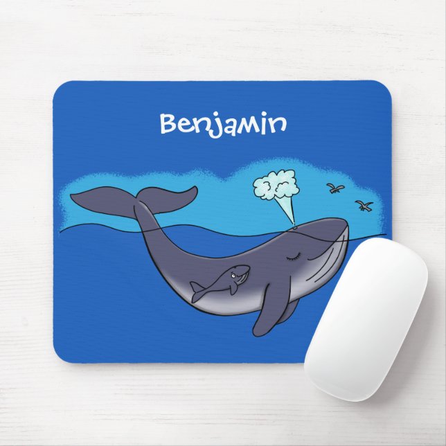 Mousepad Baleia e desenho animado de vitelo (Com mouse)