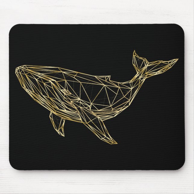 Mousepad Baleia Geométrica Ouro Luxo (Frente)