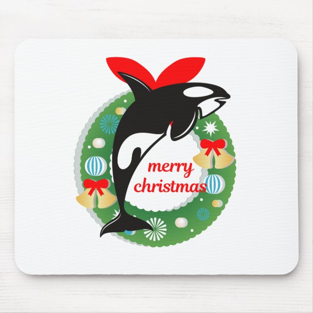 Mousepad baleia matadora de natal alegre (Frente)
