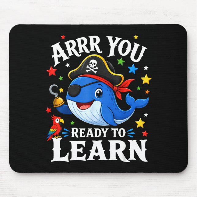 Mousepad Baleia professora pirata engraçada arrr pronta par (Frente)