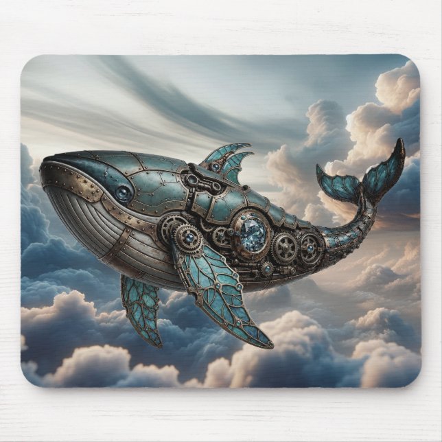 Mousepad Baleia Steampunk nas Nuvens (Frente)