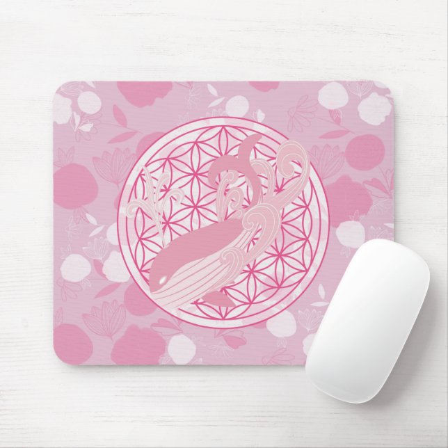 Mousepad baleia,totem animal,zen,chakra,flor da vida (Com mouse)
