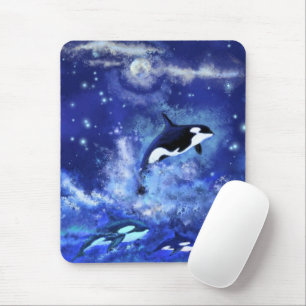 Mousepad Baleias Assassinas na Lua Cheia - Desenho de Arte 