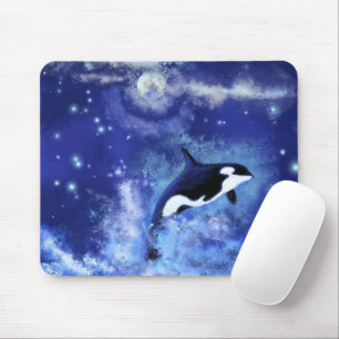 Mousepad Baleias Assassinas sob Lua Cheia - Desenho Artísti