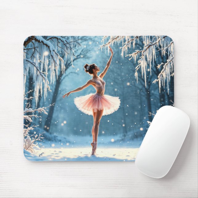 Mousepad Ballerina dança da neve inverno beleza arte (Com mouse)