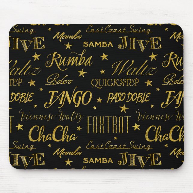 Mousepad Ballroom Dance Por Todo O Padrão Dourado Faux Glit (Frente)