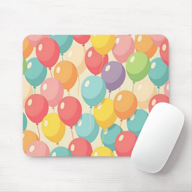 Mousepad Balões de festa em cores diferentes (Com mouse)