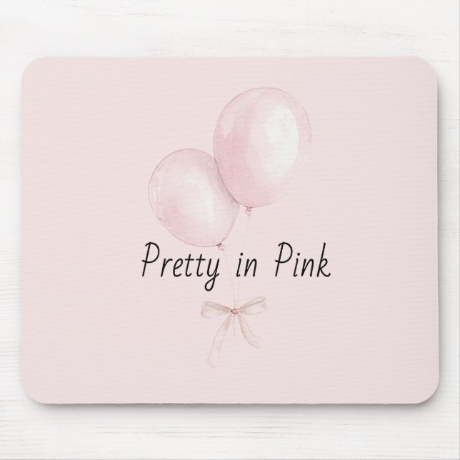 Mousepad Balões Rosa Bege com Laço (Frente)