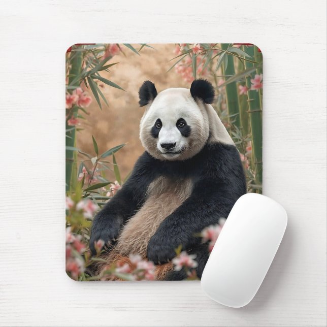 Mousepad Bambu-Arte de Urso-Panda (Com mouse)