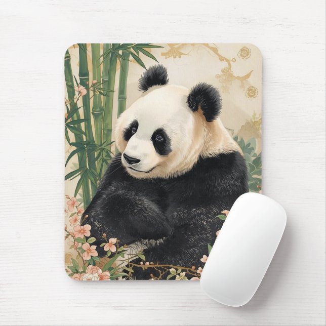 Mousepad Bambu-Arte de Urso-Panda (Com mouse)