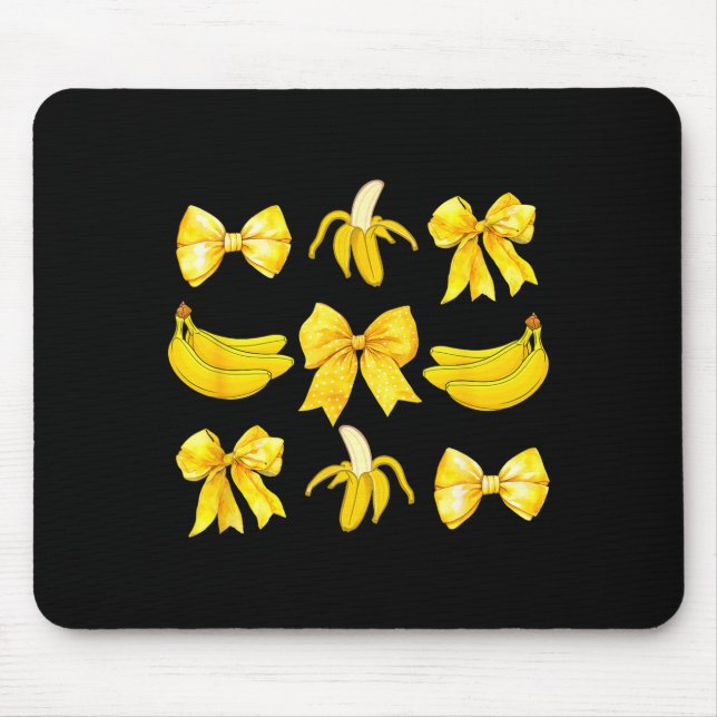 Mousepad Banana Coquette Bow Yellow Bananas Festival Girls  (Frente)