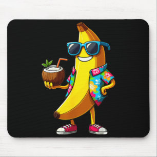 Mousepad Banana Usando Óculos de Sol Bebendo Coco Verão