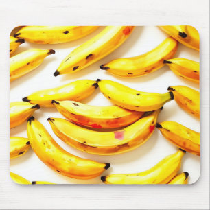 Mousepad Bananas de Aquarela em Matizes Moles com Branco