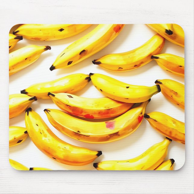 Mousepad Bananas de Aquarela em Matizes Moles com Branco (Frente)