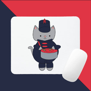 Mousepad Banda Marcial Tambor Gato Cinza Azul Marinho Verme