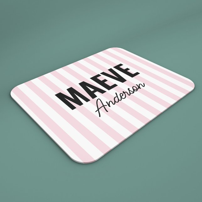 Mousepad Banda rosa e branca personalizada elegante moderna (Criador carregado)