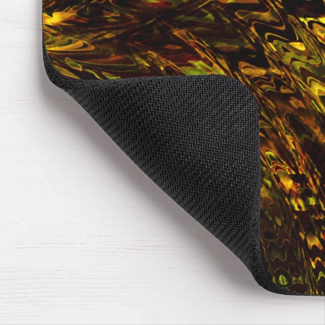 Mousepad bandas abstrato curvas em verde ouro e mais escuro (Canto)