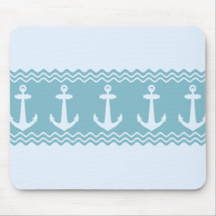 Mousepad Bandas Costeiras de Âncora Náutica Azul