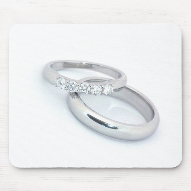 Mousepad Bandas de Casamento de Prata/Salvar a Data (Frente)
