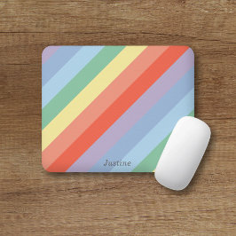Mousepad Bandas Diagonais do Arco-Íris Pastel
