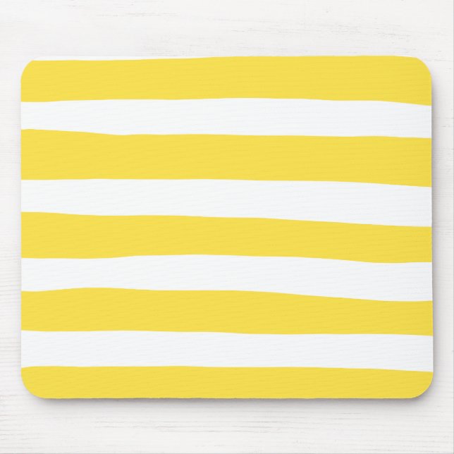 Mousepad Bandas irregulares - Amarelo-limão-branco (Frente)