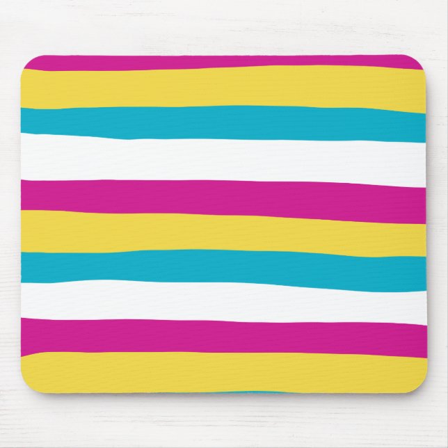 Mousepad Bandas irregulares - Turquesa, Amarela, Rosa e Bra (Frente)