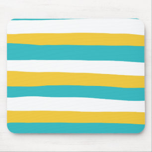 Mousepad Bandas irregulares - Turquesa e Amarelo