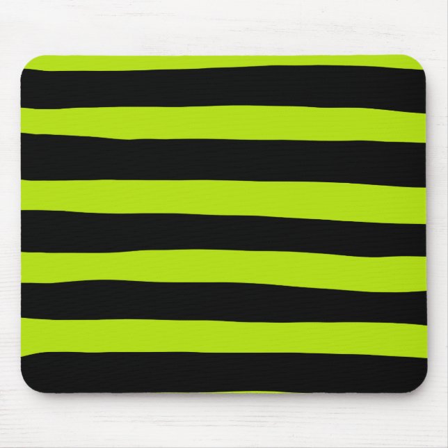 Mousepad Bandas irregulares - Verde limão e preto (Frente)
