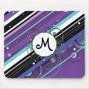 Mousepad Bandas Modernas Roxas e Azuis com Monograma