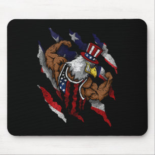 Mousepad Bandeira Americana Águia Careca Musculosa Biciclet